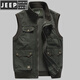 JEEP SPIRIT美國經(jīng)典吉普馬甲男士外套春秋款導演休閑釣魚(yú)攝影背心男馬夾 軍綠色 2XL