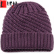 LUCALY老人家的秋冬帽子老太太毛線(xiàn)帽子單層薄款春秋針織帽婆婆帽媽媽帽中老年秋冬帽子女 86款-紫色 加絨(54-60CM)有彈性