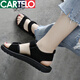 卡帝樂(lè )鱷魚(yú)（CARTELO）越南鞋女涼鞋2025新品夏季大碼胖腳孕婦軟底防滑情侶運動(dòng)沙灘鞋子 黑色 990黑色 38