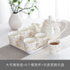 集雅斯（JYS） 陶瓷茶壺套裝家用茶杯客廳泡茶組合泡茶具整套現(xiàn)代中式陶瓷茶杯 大號(hào)雅致壺+雅致杯+仿瓷密胺托盤
