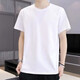 奕卬純棉t恤短袖國潮夏季男士寬松打底衫情侶裝潮流T半袖體恤 純白色 S【建議70-95斤】