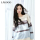 LAGOGO【抗起球】慵懶復古費爾島針織衫女拉谷谷2024年冬款毛衣 混色 M