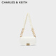 CHARLES&KEITH拼色鏈條單肩法棍包腋下包包女包女士生日七夕禮物CK2-20270892 White白色 S