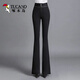 啄木鳥(niǎo)新款微喇叭褲子女加絨加厚高腰顯瘦休閑褲修身時(shí)尚百搭洋氣西裝褲 黑色金邊雙扣春秋長(cháng)褲 【春秋款9 2XL 建議125-135斤
