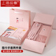 上海故事100%羊毛圍巾刺繡手套禮盒保暖套裝新年送女朋友生日禮物 粉色