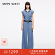 MISS SIXTY2025春季新款牛仔連體褲女復古工裝一體式連衣褲 中藍 L
