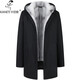 卡尼提品質(zhì)派克服男士丹麥十字貂整貂皮內膽連帽大衣中長(cháng)款商務(wù)保暖外套 黑色 2XL