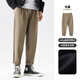 布衣傳說(shuō) 50支抗皺銅氨絲 秋冬款加厚休閑褲子男寬松直筒錐形長(cháng)褲 卡其加厚 XL