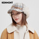 卡蒙（Kenmont）格紋毛呢護耳棒球帽女冬時(shí)尚可愛(ài)毛絨耳朵鴨舌帽潮5228 藍灰色 均碼 57cm