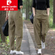 皮爾卡丹（pierre cardin）女裝2025春秋季新款女士小腳哈倫褲工裝褲蘿卜休閑褲九分寬松直筒 軍綠色 L 建議100斤-115斤