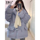 艾珠兒（Aizhuer）短款羽絨棉服女2025新款韓版寬松牛角扣棉衣面包服秋冬季厚外套女 藍色 M