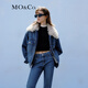 MO&Co.【土耳其棉】冬新品可拆卸毛領(lǐng)牛仔夾克棉服MBC4JKTT03 牛仔藍色 XS 155