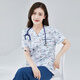 純聲  洗手衣女短袖手術(shù)室醫生工作服護士服套裝薄款兒科印花刷手衣 小兔子短袖套裝（含褲子） XL