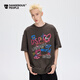 Dangerous people薛之謙dsp手繪涂鴉街頭設計潮牌百搭寬松短袖T恤 深灰色 XL