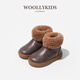 小羊沃利woollykids真皮男女寶寶童鞋冬季新款加毛保暖防滑雪地靴 咖啡棕 25 適合腳長(cháng)15.0cm