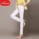 優(yōu)貝爾斯 休閑褲女秋薄款彈力修身直筒褲顯瘦女士西裝褲女長(cháng)褲子職場(chǎng)正裝 白色3199 32碼(腰圍2尺5)