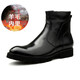 NIUPILI/牛皮李冬季商務(wù)高幫皮靴男黑色頭層牛皮尖頭厚底皮鞋英倫中筒靴子潮 黑色加絨 43 標準尺碼