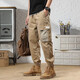 潮天士高品質(zhì)純棉束腳工裝褲男寬松夏季男士休閑褲男生小腳哈倫大碼長(cháng)褲 卡其色 XL【150-170斤】