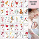 俐微翠 【一套30張】紋身貼防水女學(xué)生韓國仿真小清新字母彩色紋身貼 一套30張彩色花朵