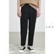 a.b.x夏季垂墜高級感雙褶休閑褲男直筒寬松韓版潮流商務(wù)男士九分褲子 黑色 M/170
