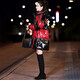 羞致（xiuzhi）紅色免洗亮面羽絨服女中長(cháng)款2025年冬季新款時(shí)尚連帽加厚寬松外套 紅黑色 S 90-128斤以?xún)却? title=