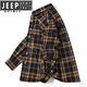 JEEP SPIRITJeep格子襯衫男春秋季純棉休閑長袖小格襯衫紅色磨毛外套男士 5016黃格 2XL 175/98B
