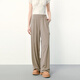 樂(lè )町闊腿針織褲時(shí)尚百搭新款少女休閑長(cháng)褲松緊腰簡(jiǎn)約夏季褲子 駝色（現貨） S