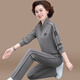 緹米媗媽媽裝兩件套2026春裝新款中老年女裝運動(dòng)服套裝春秋休閑洋氣外套 咖灰色(春秋套裝） 3XL 建議穿128-138斤