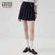 Teenie Weenie小熊秋季格紋百褶短裙學(xué)院風(fēng)休閑半身裙灰色半裙女裝 撞色 S (160)