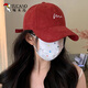 啄木鳥棒球帽男女2024新款帽子寬帽檐深頂百搭鴨舌帽顯臉小防曬遮陽帽子 酒紅色