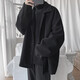 Shelley Jones毛呢大衣男生秋冬季ins港風(fēng)外套潮流休閑帥氣上衣服短款風(fēng)衣男裝 N2070黑色常規(guī)款 2XL (建議150-170斤)