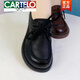卡帝樂(lè )鱷魚(yú)（CARTELO）真皮小皮鞋女2026新款女鞋軟底軟面軟牛皮休閑百搭厚底單鞋 黑色 36