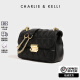 CHARLIE&KELLI CK品牌包包女包2024新款链条菱格小方包单肩斜挎包520情人节礼物 黑色