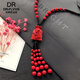 DR-FLVVS朱砂吊墜毛衣鏈新品復古百搭紅本命年長(cháng)款女玫瑰花項鏈掛件民族風(fēng) 4-福袋