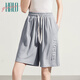 Halo Queen短褲女薄款高腰休閑褲子寬松顯瘦冰絲闊腿五分褲H121K1003
