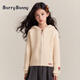 BARRY BANNY女童毛衣針織開(kāi)衫秋冬裝6-14歲女孩加厚保暖百搭外套拜年服兒童裝 玫瑰米白上衣 160 cm(80-100斤)