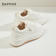 達芙妮（DAPHNE）小白鞋女2025新款休閑鞋女百搭運動(dòng)白色板鞋厚底軟底系帶女鞋子 米色 38