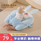 貝初眾防吐奶斜坡墊嬰兒趴睡枕頭0-1歲新生兒童抬頭訓練枕嬰幼兒防溢奶 長(cháng)耳藍兔子【固定帶+豆豆絨】 15°支撐角/科學(xué)分區/加大加寬