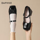 DAPHNE達芙妮瑪麗珍女鞋粗跟超高跟鞋新款優(yōu)雅氣質(zhì)單鞋宴會(huì )工作皮鞋 黑色   跟高 9.5cm 36 標準碼
