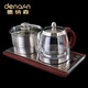 德納森雙爐電熱水壺消毒全自動(dòng)上水茶盤(pán)茶車(chē)茶桌配套茶爐37*20cm 紅木紋
