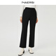 娜爾思（NAERSI）優(yōu)雅自然腰直筒休閑褲女秋冬新款通勤黑色長(cháng)褲 黑色 XL