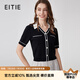 愛特愛（EITIE）時(shí)尚氣質(zhì)通勤撞色翻領(lǐng)針織衫夏季新款上衣開衫女裝B2401302 極簡黑20 L 165