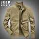 JEEP SPIRIT吉普夾克男外套春秋季男士高端休閑工裝衣服男裝上衣 卡其 XL