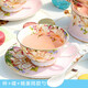 品來(lái)運陶瓷茶杯歐式骨瓷咖啡杯套裝下午茶具創(chuàng  )意英式紅茶杯田園風(fēng)情水杯 粉黛佳人杯碟+勺（內花款）