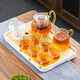 瓷牌茗茶具玻璃茶具套裝家用茶盤整套帶過濾茶壺加厚耐熱泡茶壺茶杯大容量 龍鱗泡茶壺11件