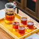 瓷牌茗茶具 茶壺可拆洗內(nèi)膽茶水分離飄逸杯功夫茶具懶人紅茶泡茶器 直筒1000ml飄逸杯+把杯4個+托盤
