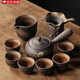 聚晟（JUSHENG） 聚晟日式粗陶茶具套裝鎏金釉功夫茶具陶瓷復(fù)古家用簡(jiǎn)約茶壺茶杯辦公室 10頭側(cè)把壺