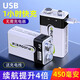德力普（Delipow） 9v充電電池 USB鋰電池大容量萬用表話筒吉他方塊形6F22九伏9號電池 2節(jié)450毫安電池【type-c快充|無需充電器】