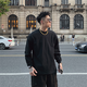 卡圖弛純色基礎(chǔ)款長袖t恤男春秋季衛(wèi)衣服男寬松潮流純棉重磅內(nèi)搭打底衫 黑色 2XL 【建議140-160斤】