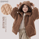 多妙屋女童外套2026秋冬新款兒童棉服羊羔絨親子加厚加絨上衣中大童童裝 焦糖棕 170 cm